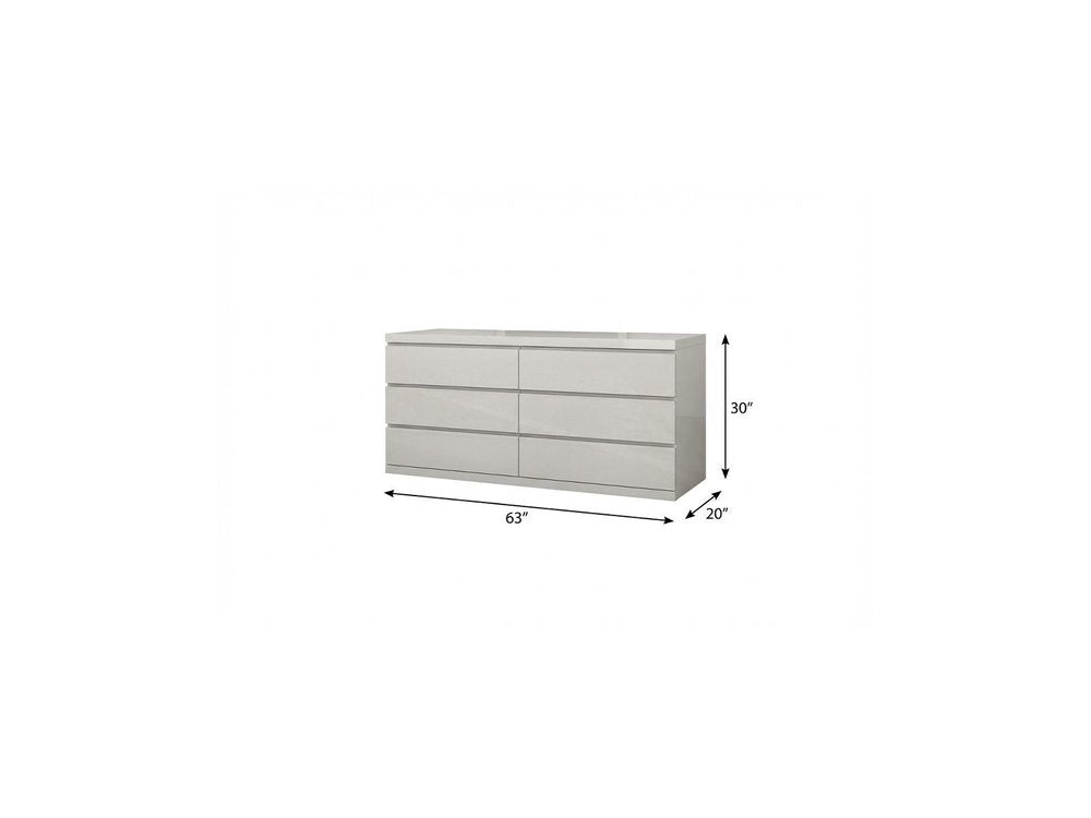 Gray Wood Six Drawer Double Dresser - 63-inch