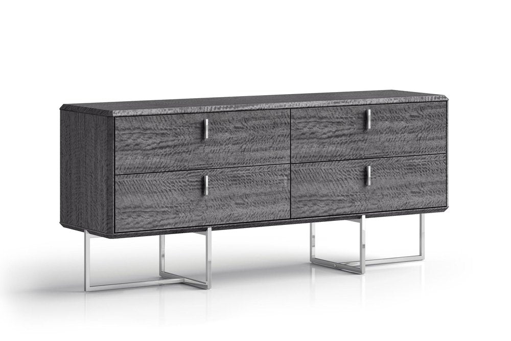 Gray Wood Four Drawer Double Dresser - 70-inch