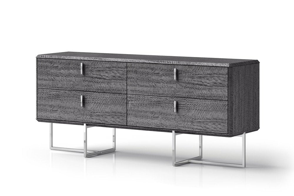Gray Wood Four Drawer Double Dresser - 70-inch