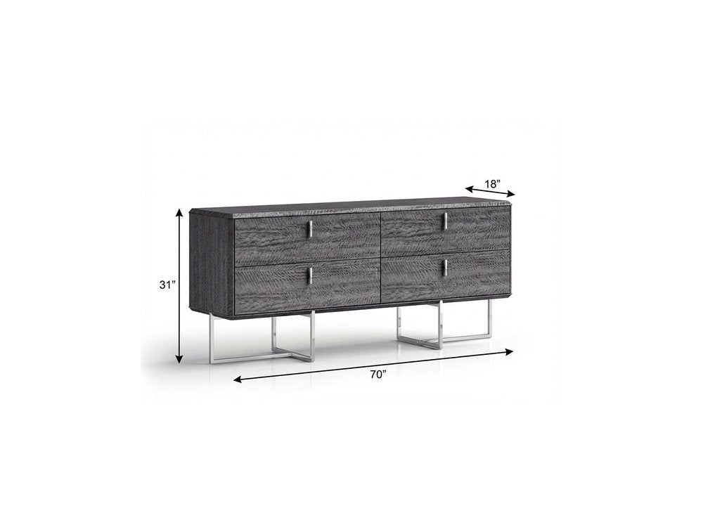 Gray Wood Four Drawer Double Dresser - 70-inch