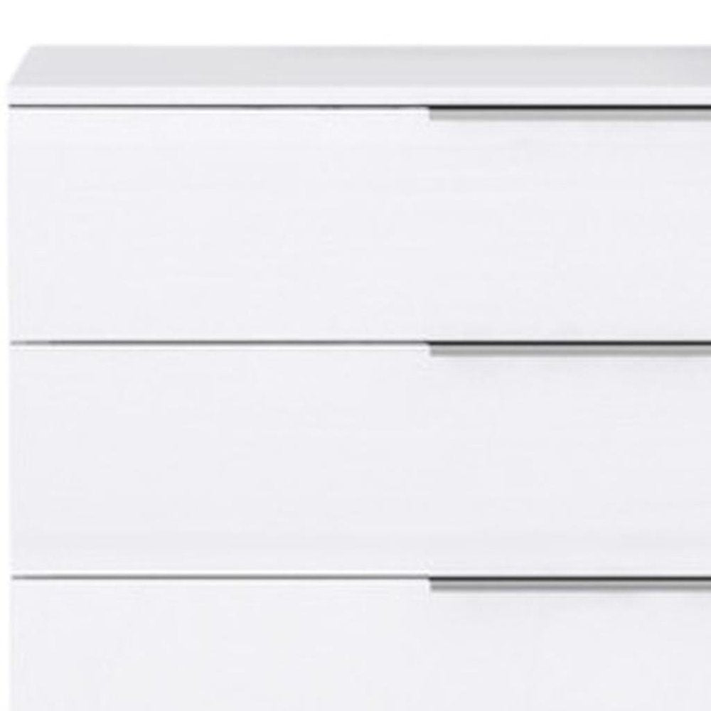 White Wood Six Drawer Double Dresser - 62-inch