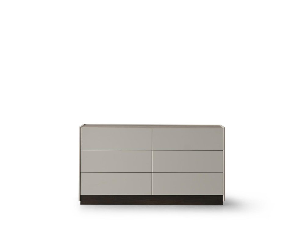Light Gray and Walnut Wood Six Drawer Double Dresser - 60-inch