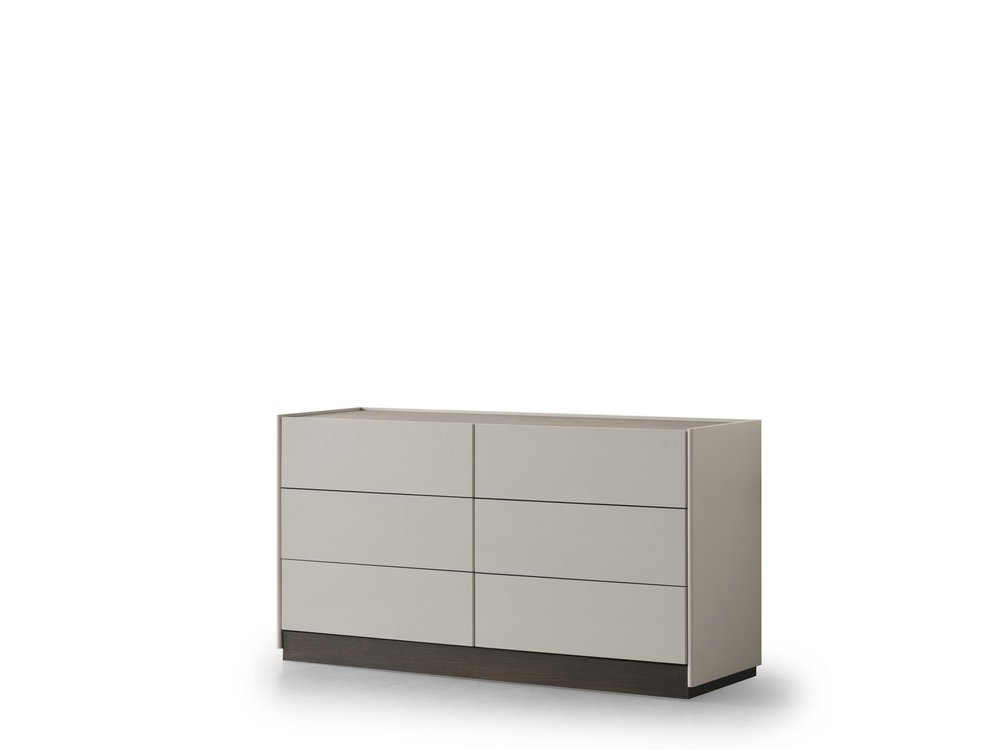 Light Gray and Walnut Wood Six Drawer Double Dresser - 60-inch