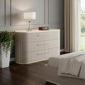 Beige and Oak Wood Six Drawer Double Dresser - 60-inch