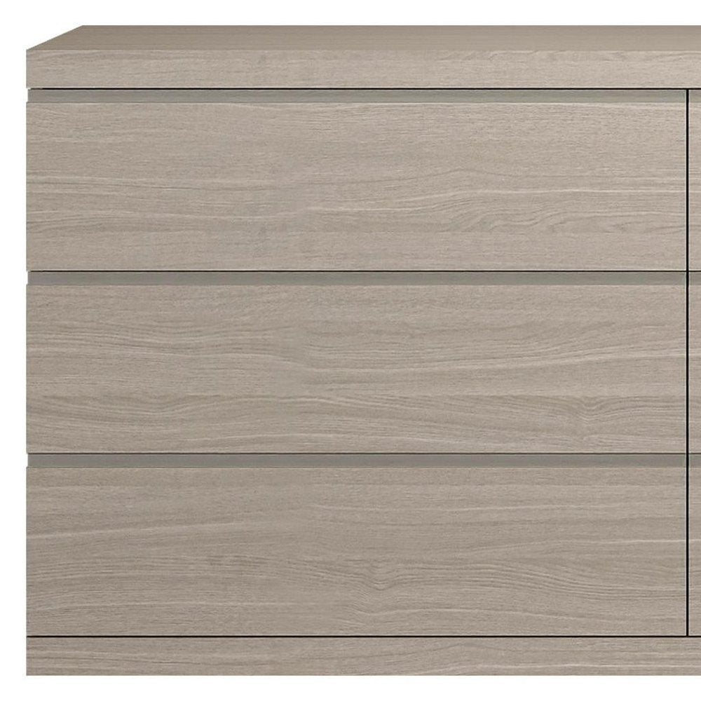 Oak Wood Six Drawer Double Dresser - 63-inch