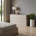 Oak Wood Six Drawer Double Dresser - 63-inch