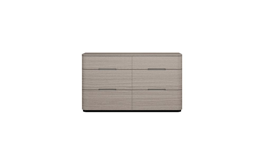 Oak Wood Six Drawer Double Dresser - 56-inch