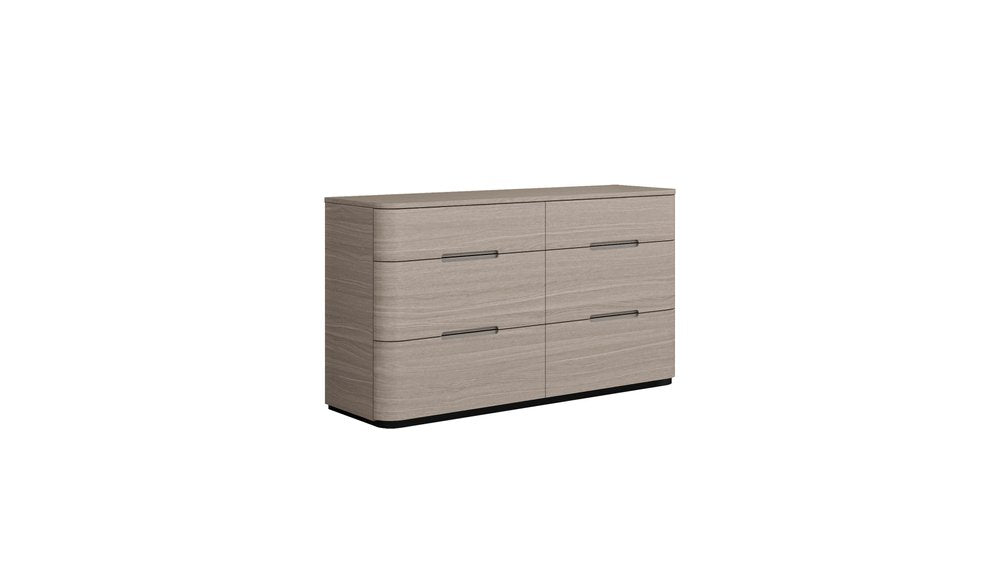 Oak Wood Six Drawer Double Dresser - 56-inch