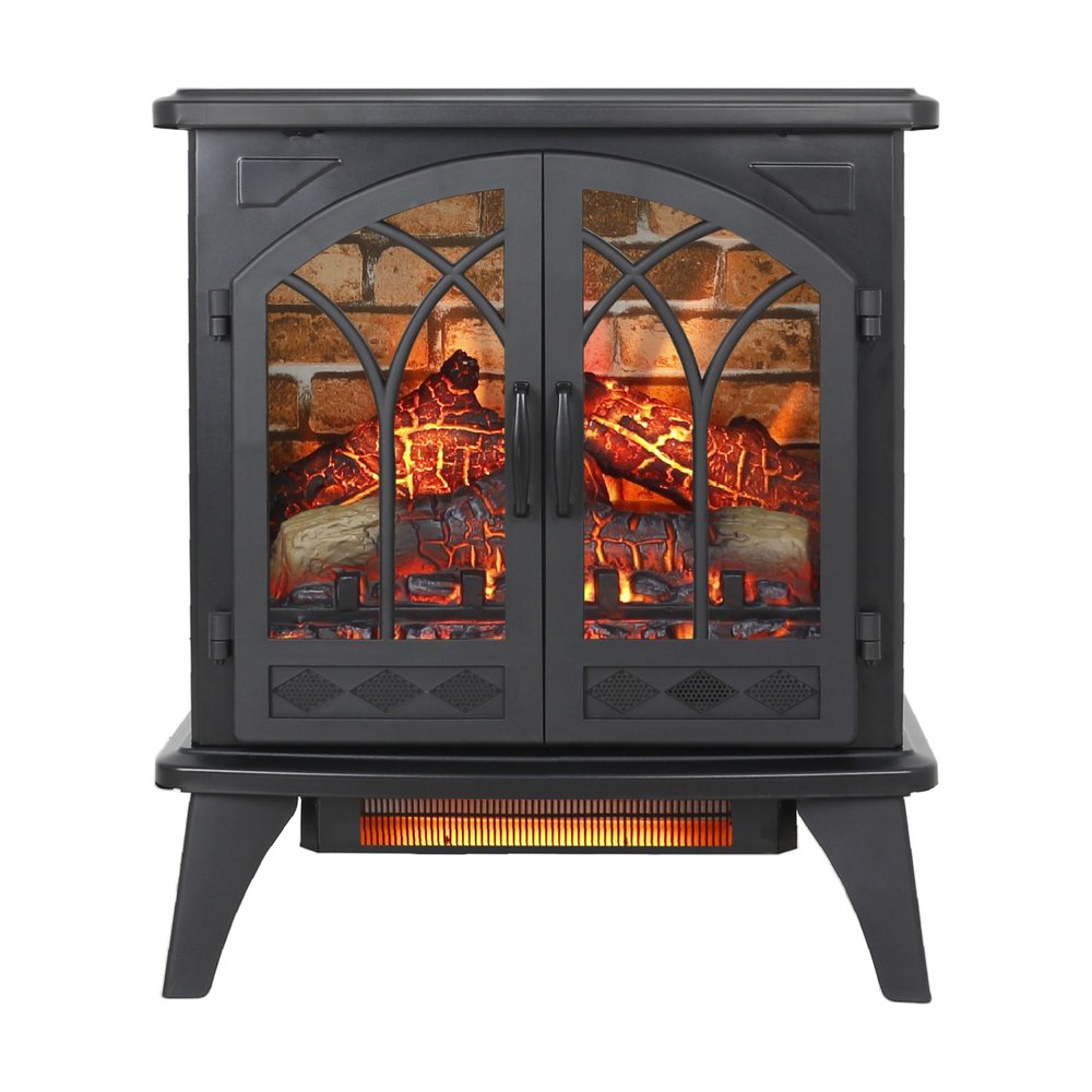 Black Metal Electric Fireplace - 24-inch
