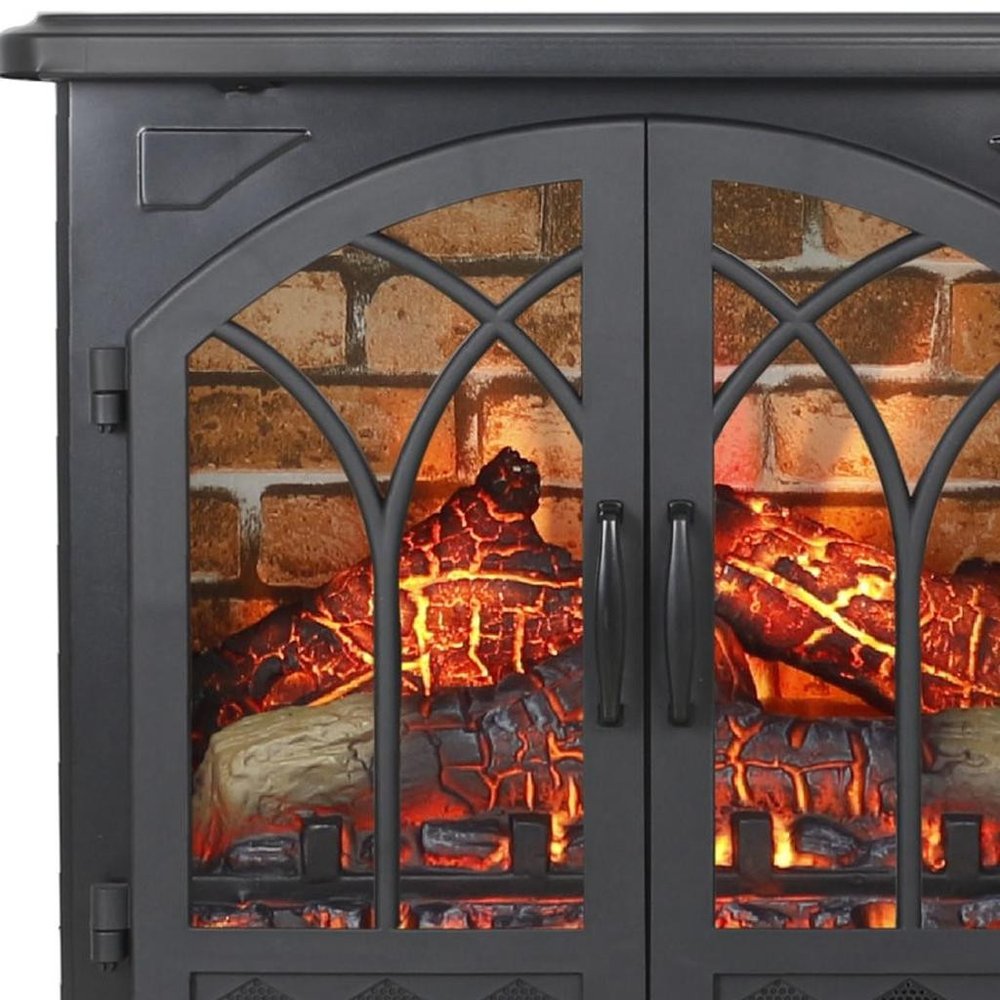 Black Metal Electric Fireplace - 24-inch