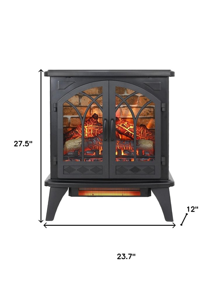 Black Metal Electric Fireplace - 24-inch