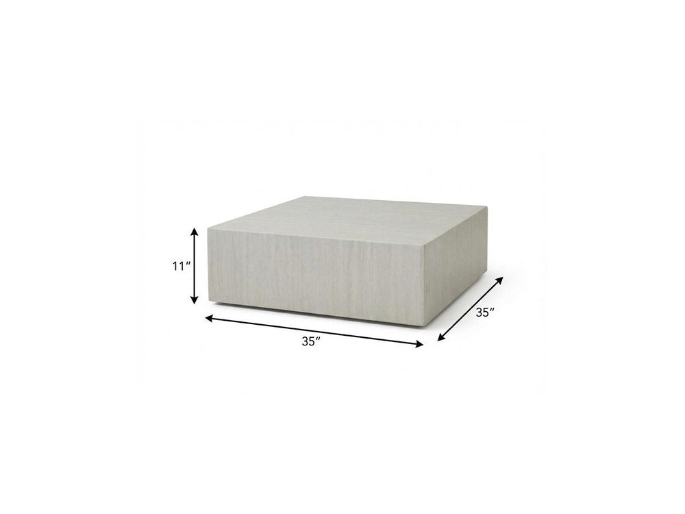 Beige Stone Square Block Coffee Table - 35-inch
