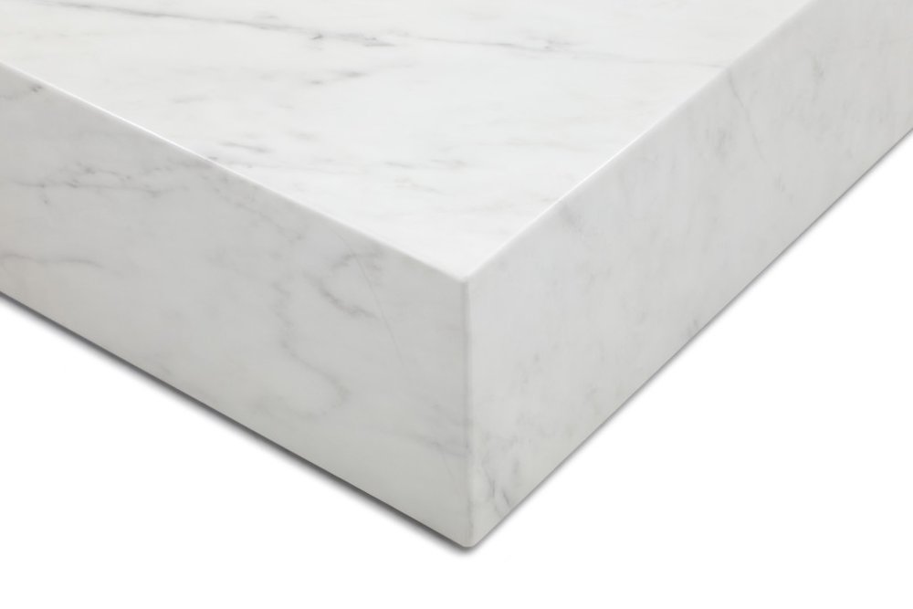White Genuine Marble Block Coffee Table - 55-inch