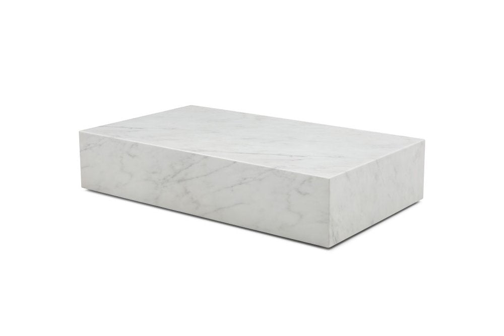 White Genuine Marble Block Coffee Table - 55-inch