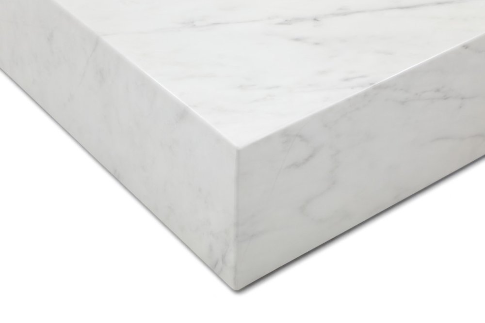 White Genuine Marble Block Coffee Table - 55-inch