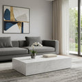 White Genuine Marble Block Coffee Table - 55-inch