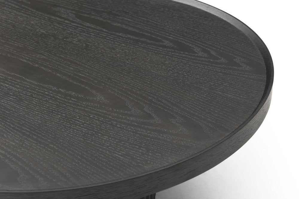 Dark Gray Wood Round Pedestal Coffee Table - 32-inch
