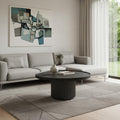 Dark Gray Wood Round Pedestal Coffee Table - 32-inch