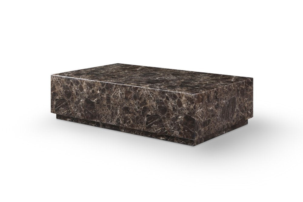 Brown Genuine Marble Block Coffee Table - 55-inch
