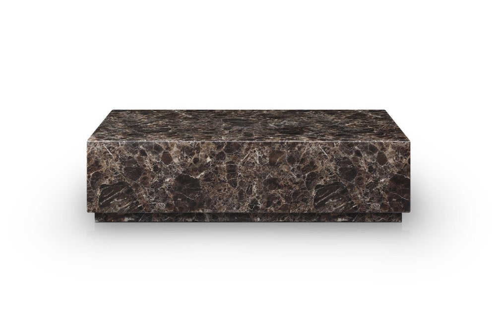 Brown Genuine Marble Block Coffee Table - 55-inch