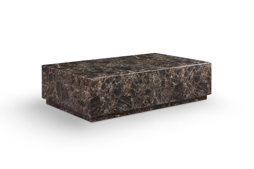 Brown Genuine Marble Block Coffee Table - 55-inch