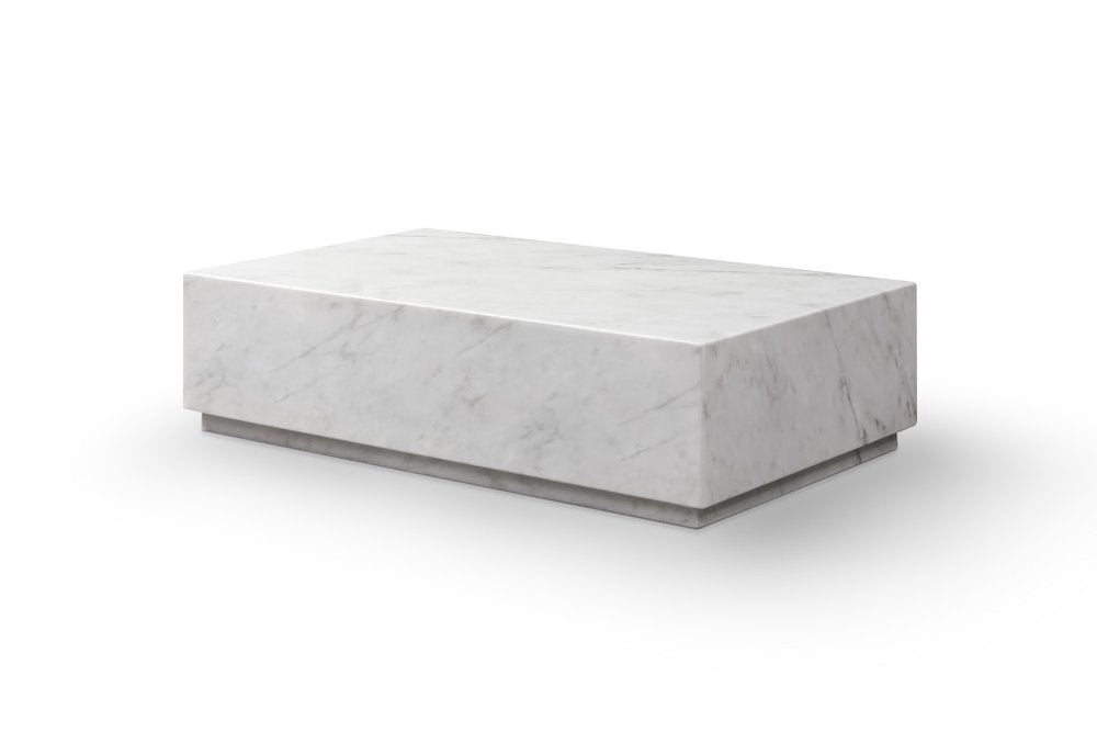 White Genuine Marble Block Coffee Table - 55-inch