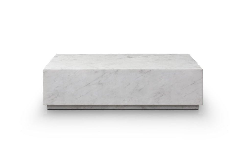 White Genuine Marble Block Coffee Table - 55-inch