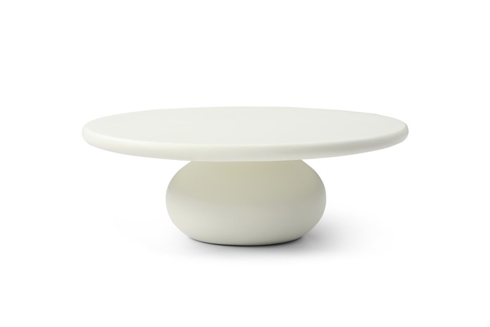 Beige Glass Round Pedestal Coffee Table - 41-inch