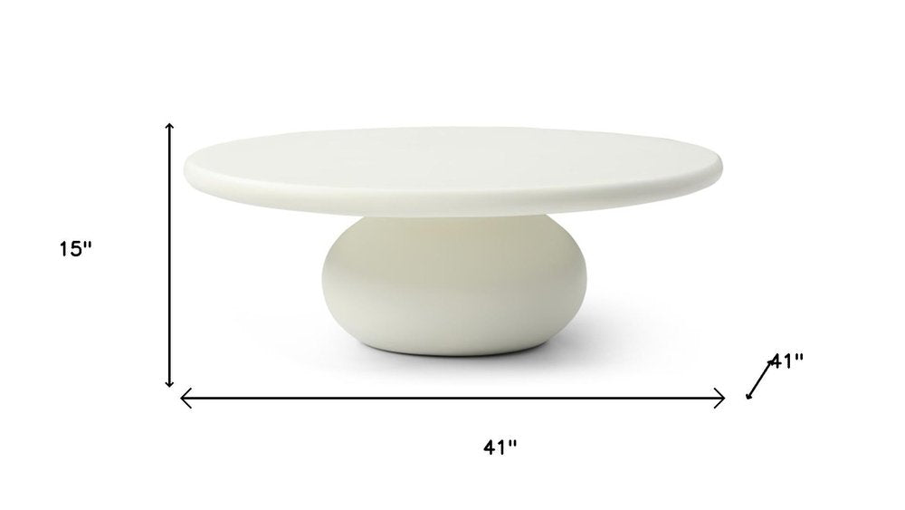 Beige Glass Round Pedestal Coffee Table - 41-inch