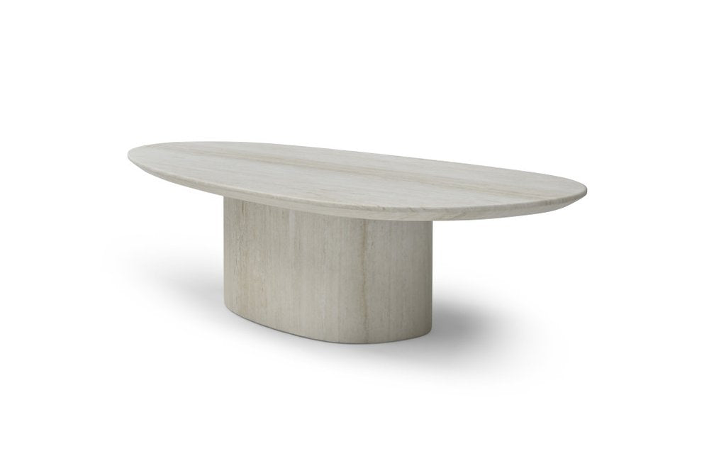 Beige Marble Oval Pedestal Coffee Table - 51-inch