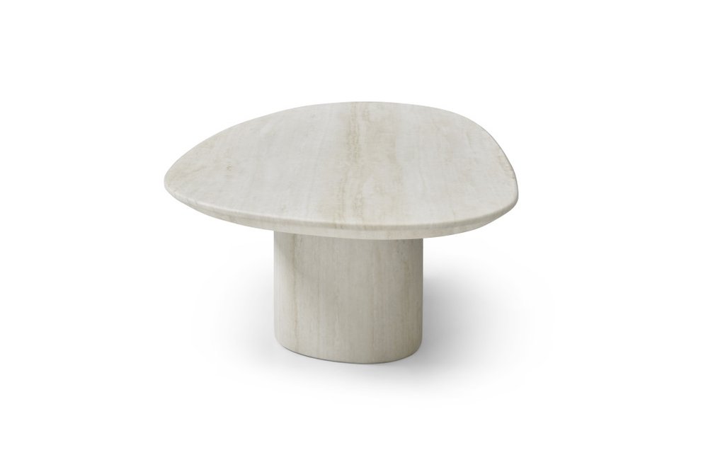 Beige Marble Oval Pedestal Coffee Table - 51-inch