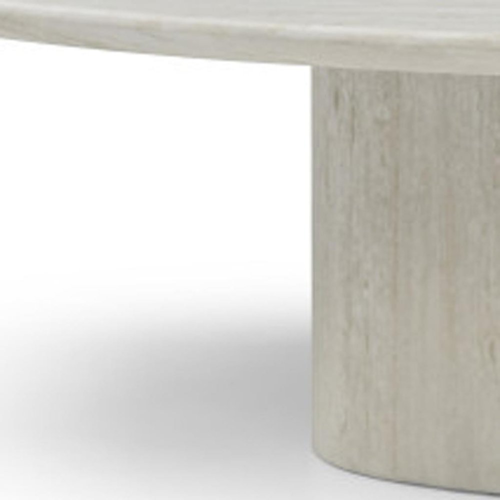Beige Marble Oval Pedestal Coffee Table - 51-inch