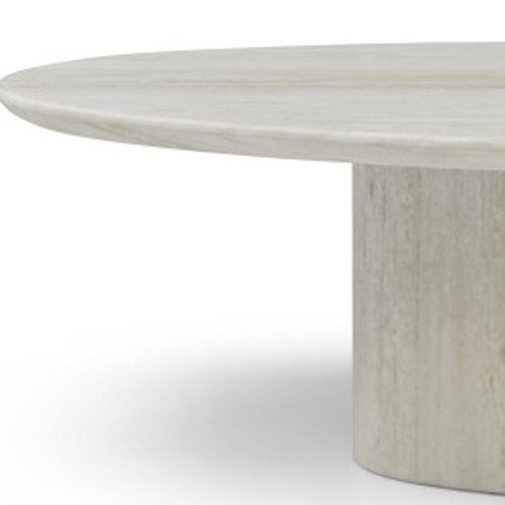 Beige Marble Oval Pedestal Coffee Table - 51-inch