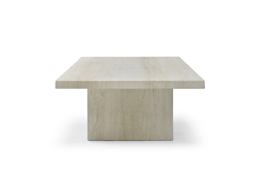 Beige Marble Double Pedestal Coffee Table - 55-inch