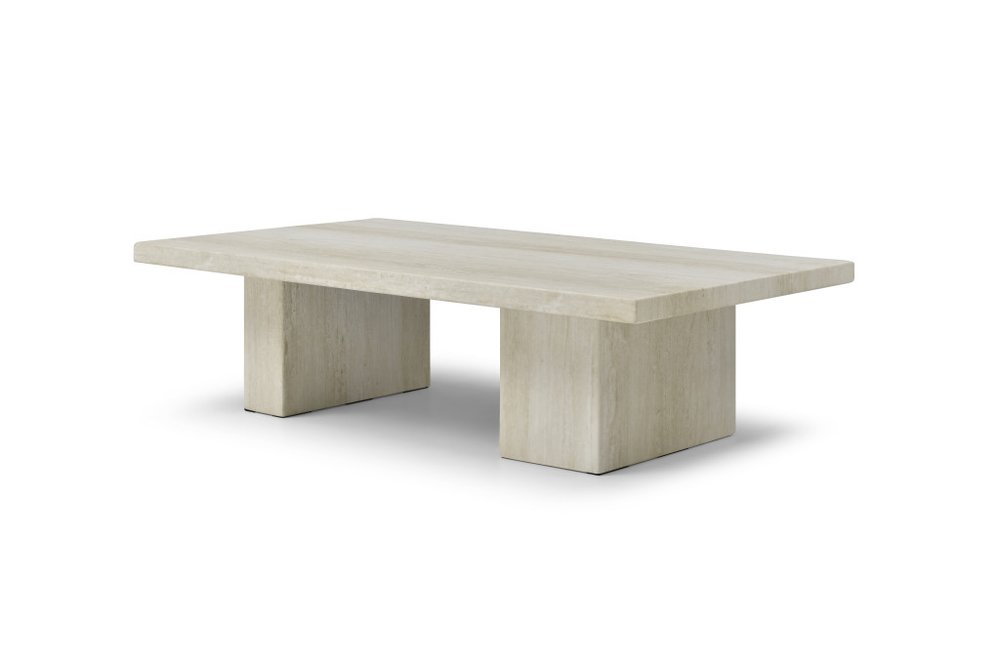 Beige Marble Double Pedestal Coffee Table - 55-inch