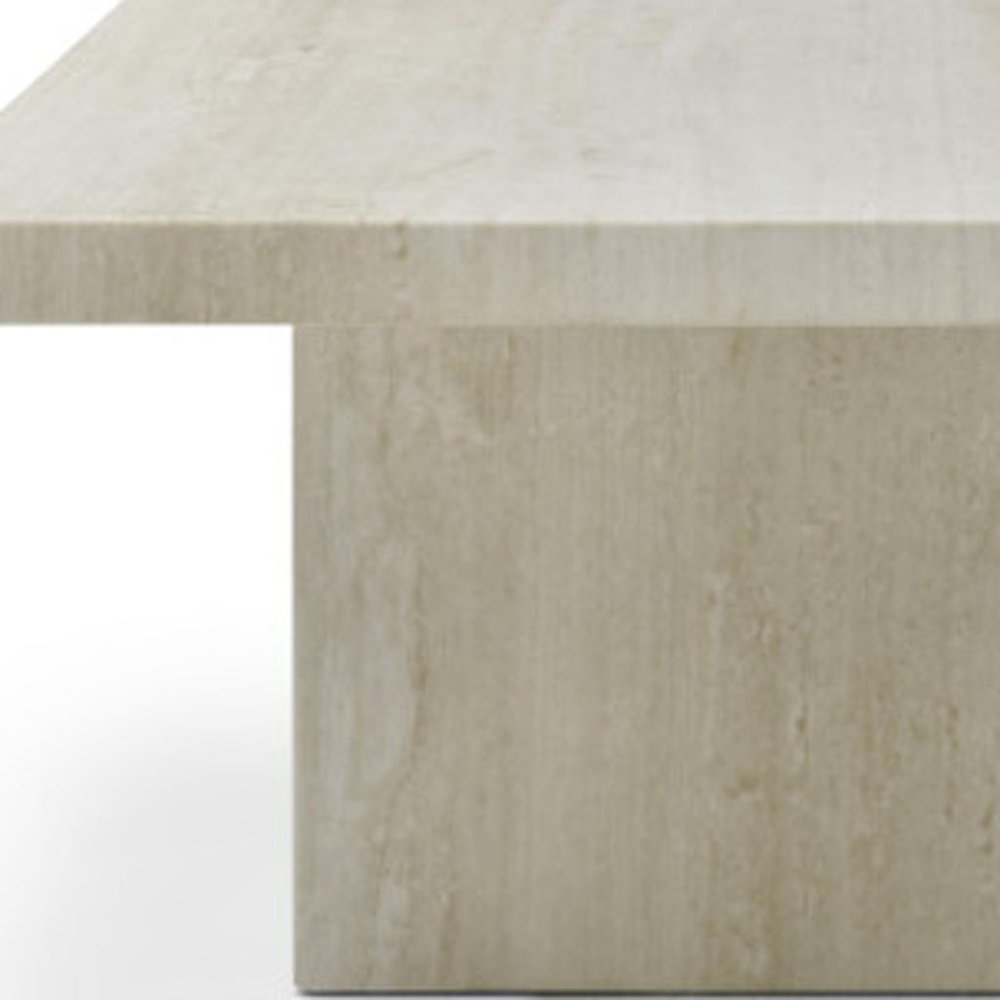 Beige Marble Double Pedestal Coffee Table - 55-inch