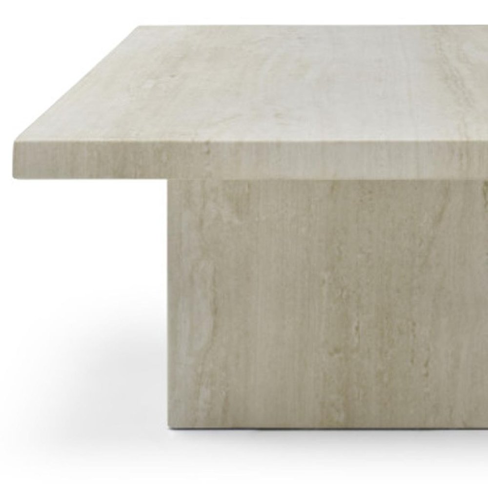 Beige Marble Double Pedestal Coffee Table - 55-inch