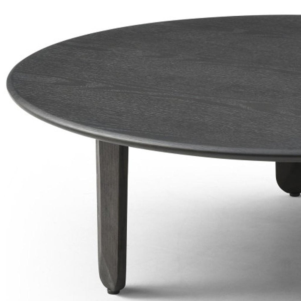 Black Solid Wood Round Coffee Table - 41-inch