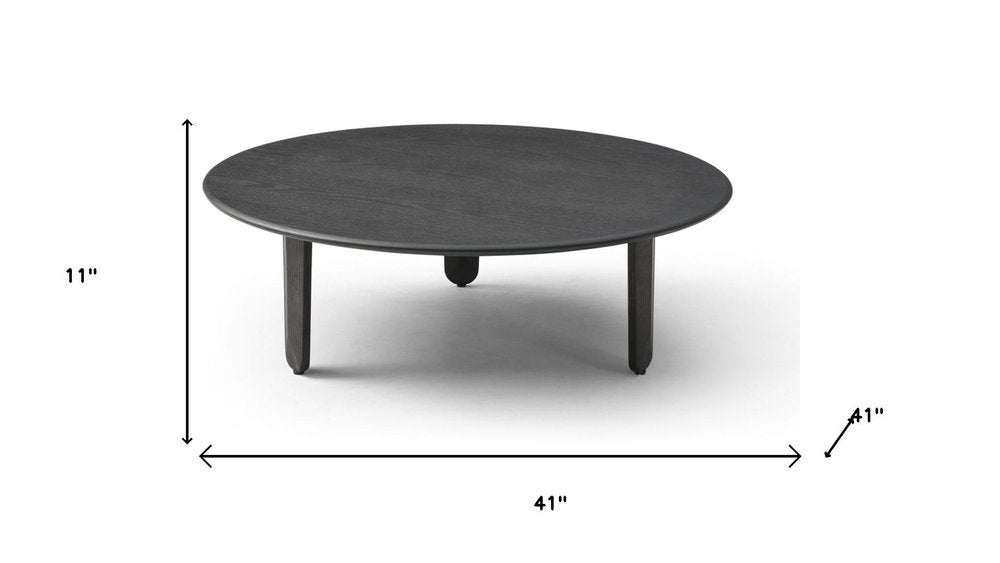 Black Solid Wood Round Coffee Table - 41-inch