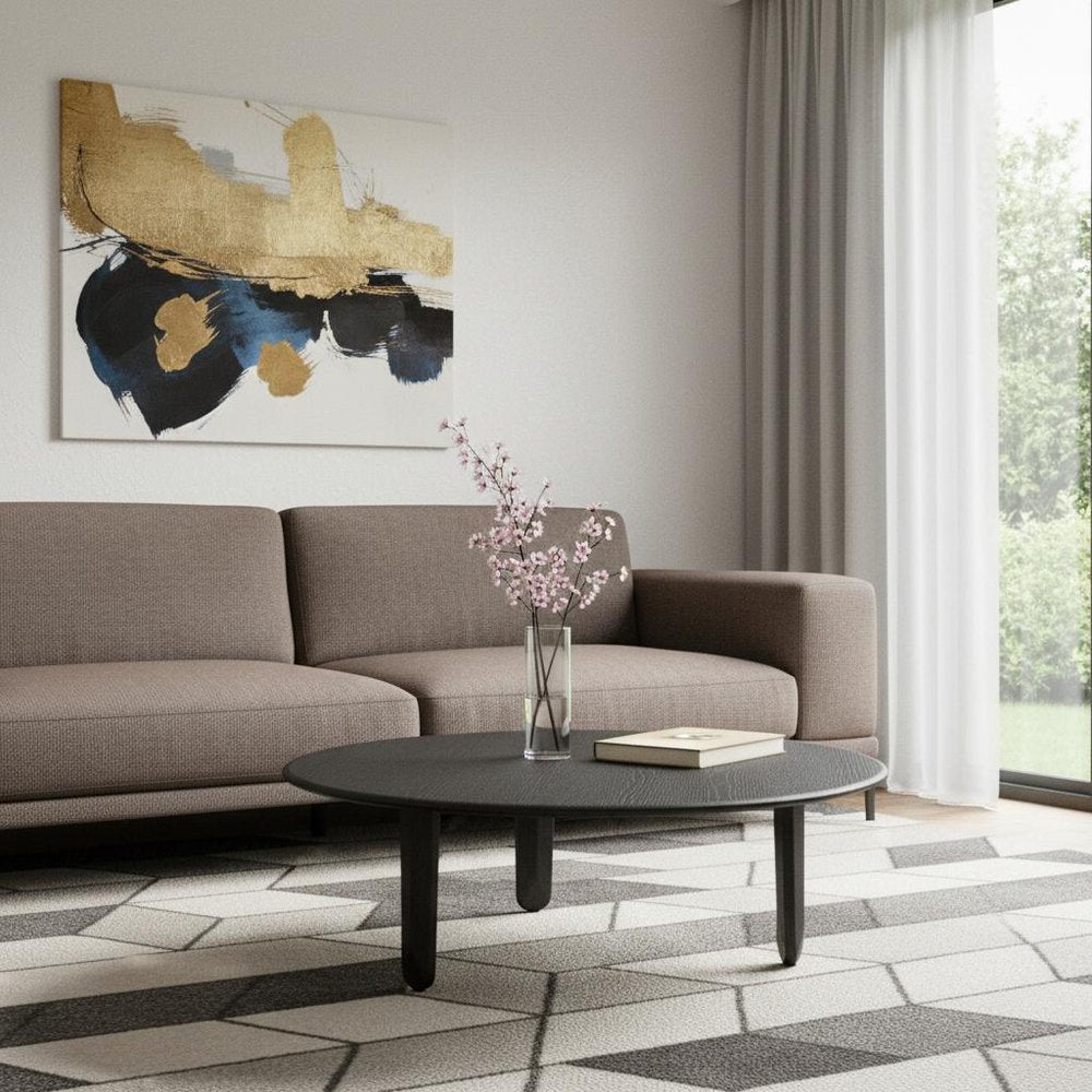 Black Solid Wood Round Coffee Table - 41-inch