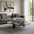 Black Genuine Marble and Solid Wood Free Form Coffee Table - 47-inch