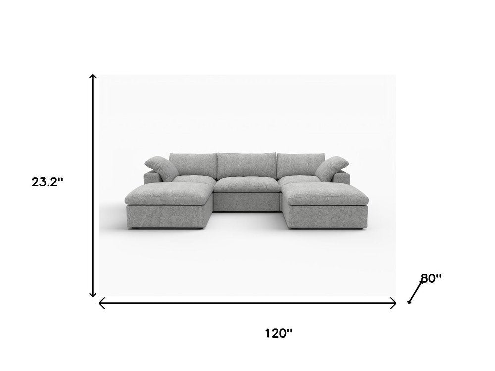 Light Gray Linen Blend Modular Universal Sofa with Ottoman and Storage