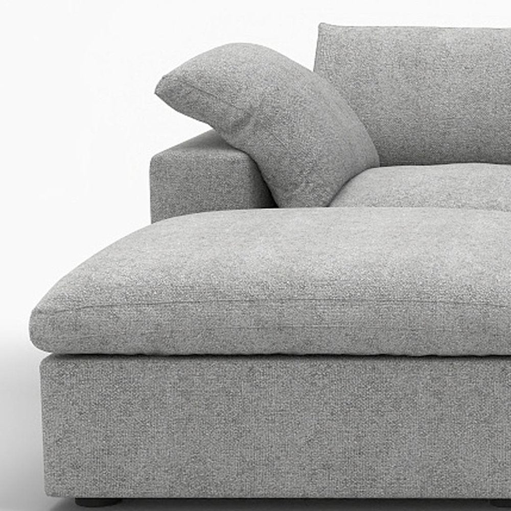Light Gray Linen Blend Modular Universal Sofa with Ottoman and Storage