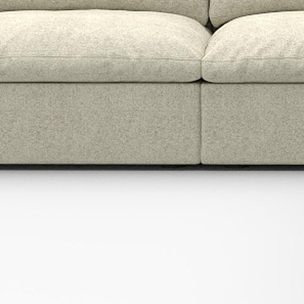 Khaki Linen Blend Modular Armless Sofa with Ottomans Toss Pillows and Storage