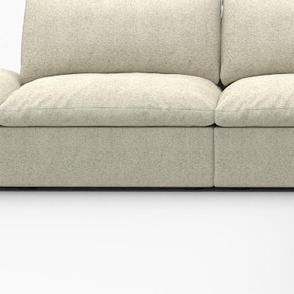 Khaki Linen Blend Modular Armless Sofa with Ottomans Toss Pillows and Storage