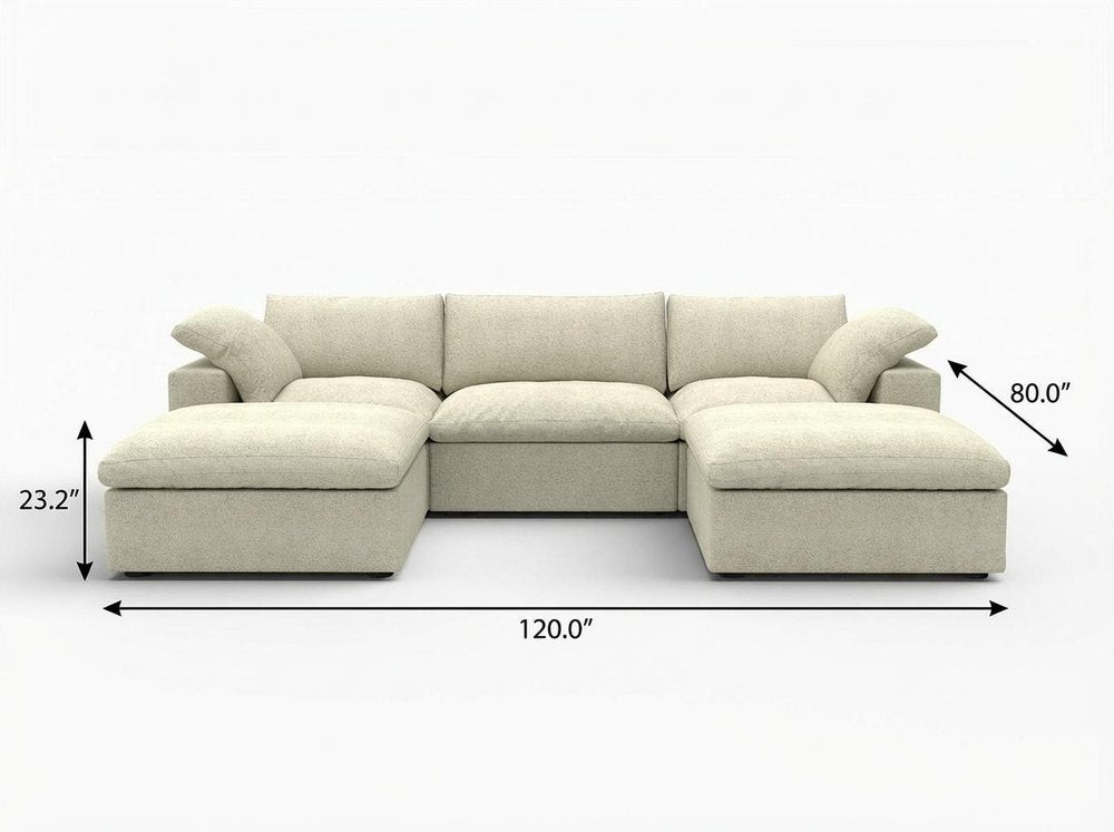Light Gray Linen Blend Modular Universal Sofa with Ottoman and Storage