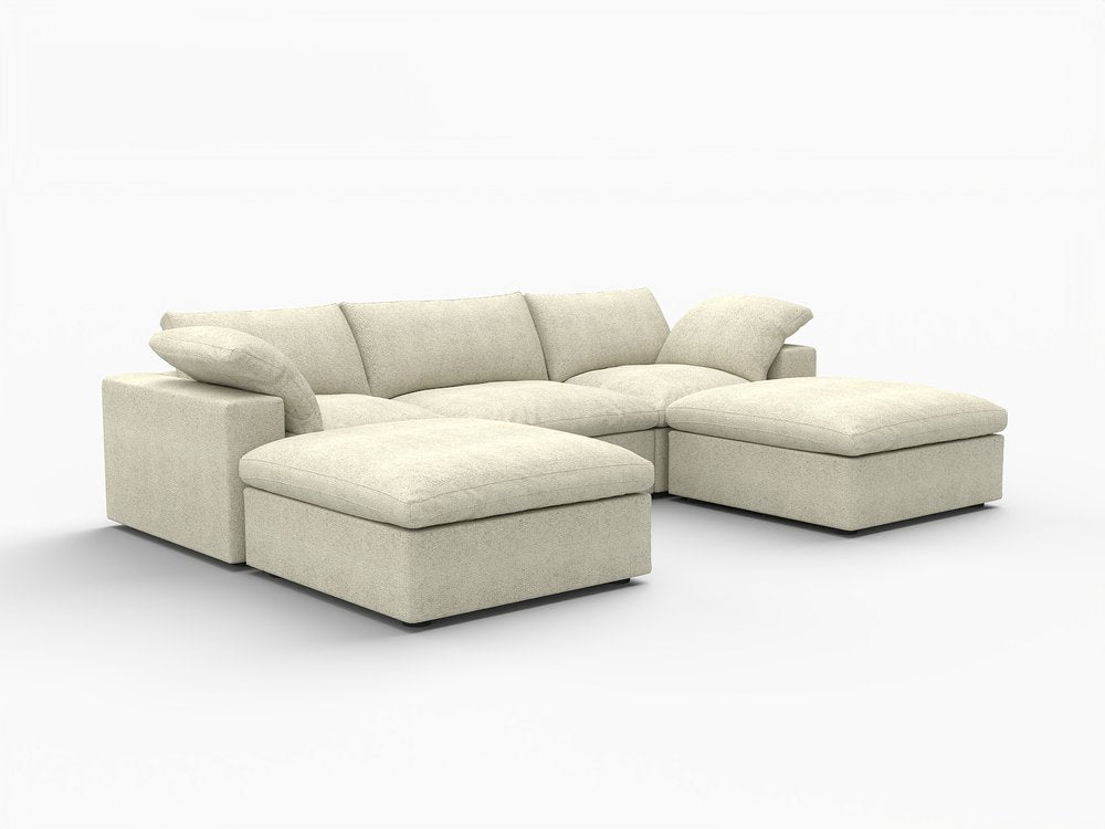 Light Gray Linen Blend Modular Universal Sofa with Ottoman and Storage