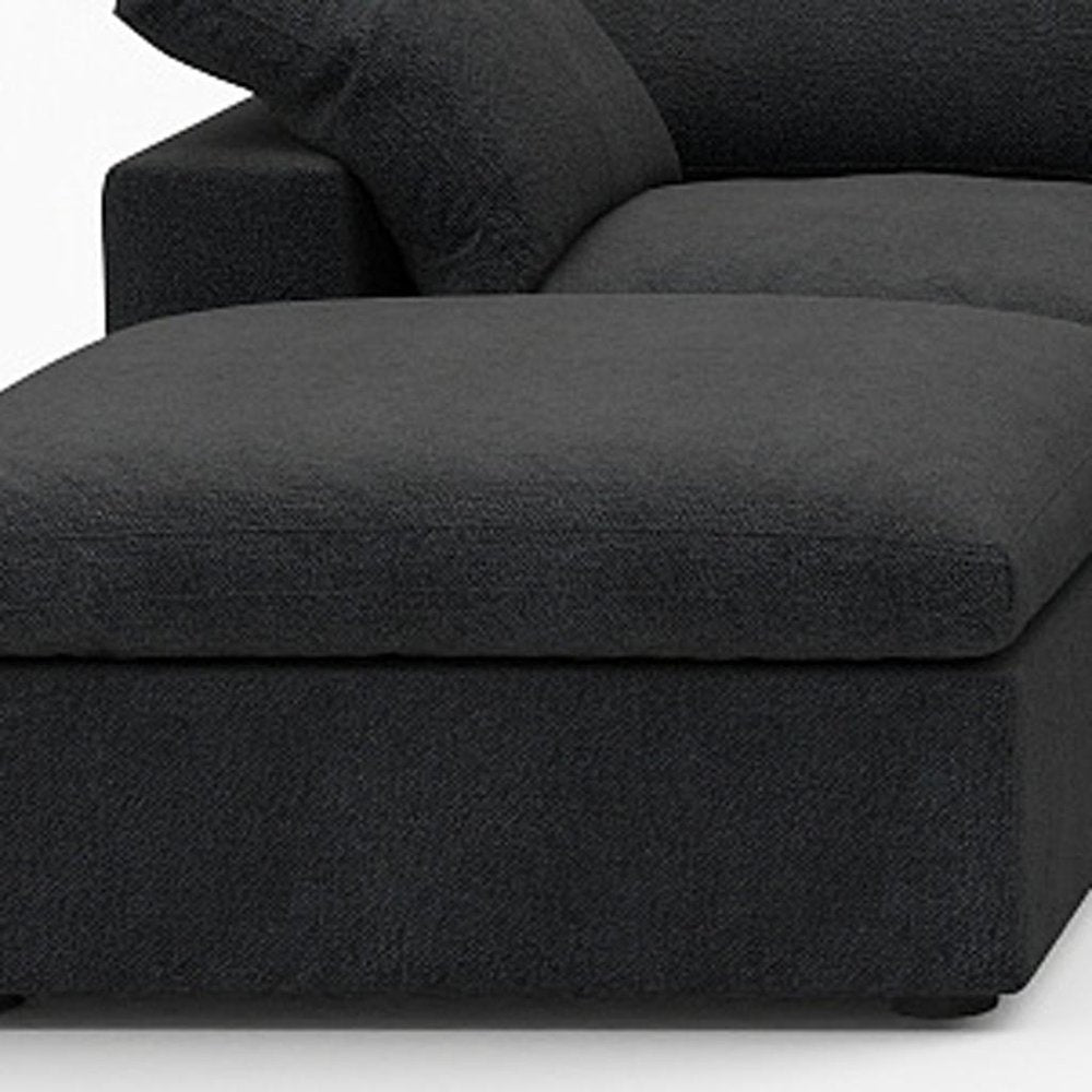 Black Linen Blend Modular Sofa with Ottomans Toss Pillows and Storage