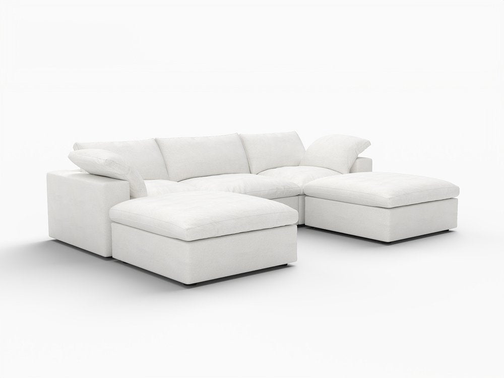 Light Gray Linen Blend Modular Universal Sofa with Ottoman and Storage
