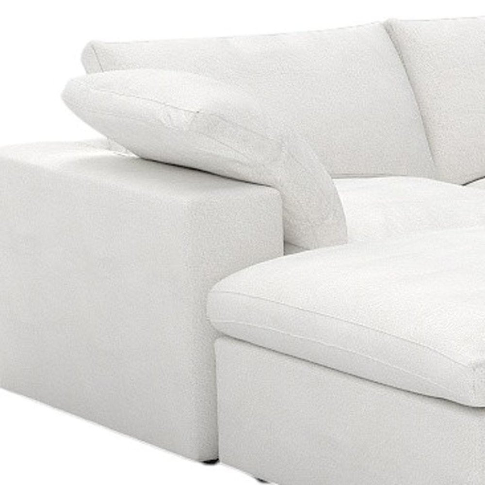 Black Linen Blend Modular Sofa with Ottomans Toss Pillows and Storage